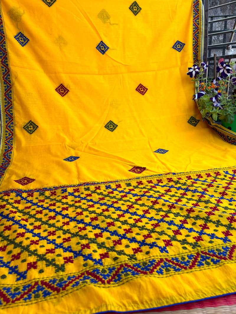 Budget Kutch Work Saree on Cotton Chanderi
