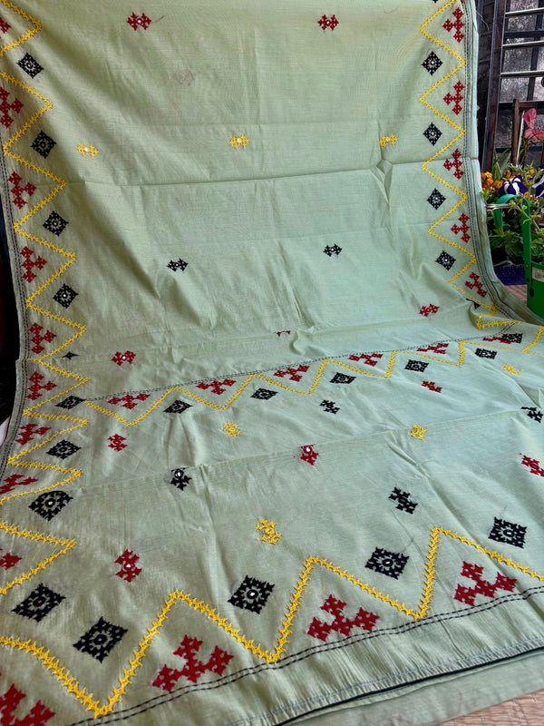 Budget Kutch Work Saree on Cotton Chanderi