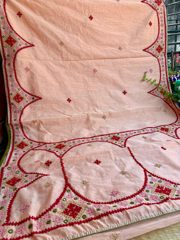 Budget Kutch Work Saree on Cotton Chanderi