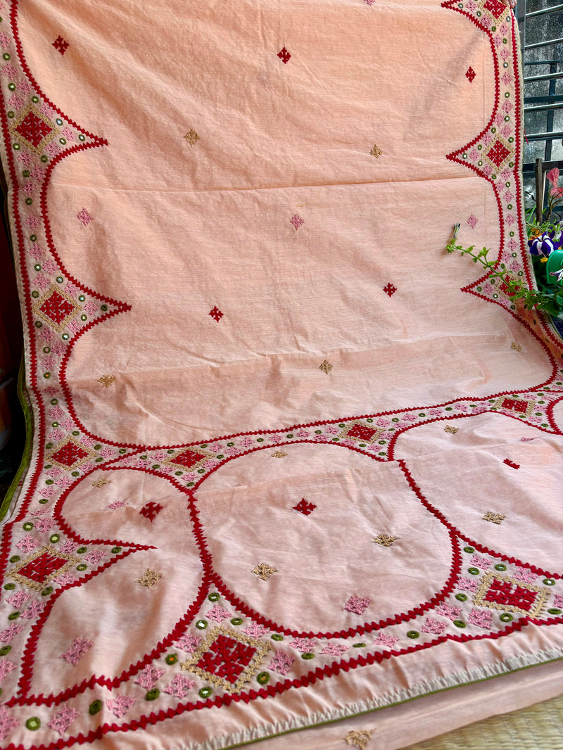 Budget Kutch Work Saree on Cotton Chanderi