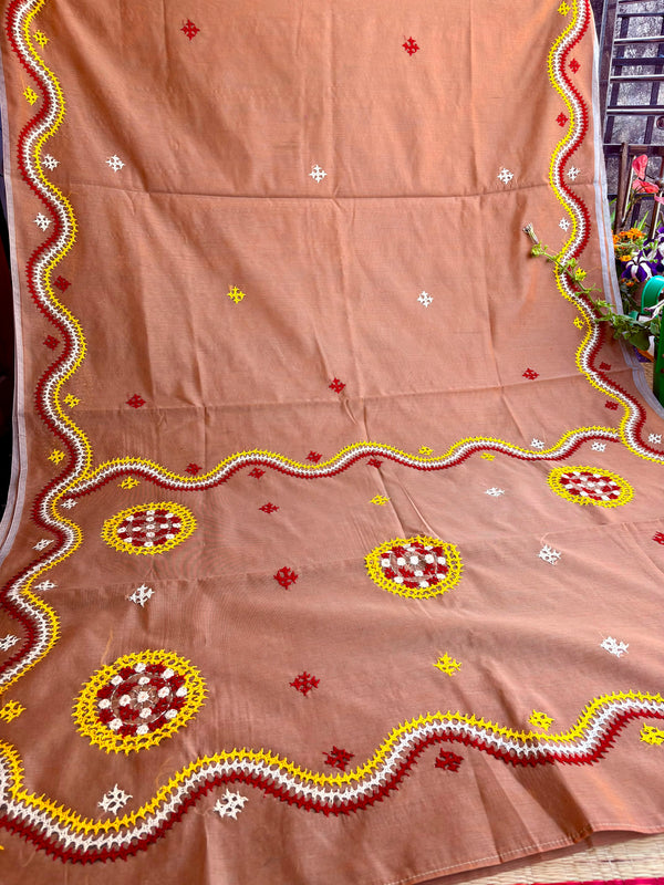 Budget Kutch Work Saree on Cotton Chanderi