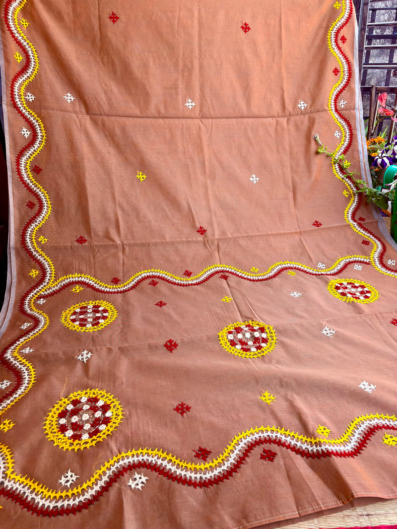 Budget Kutch Work Saree on Cotton Chanderi