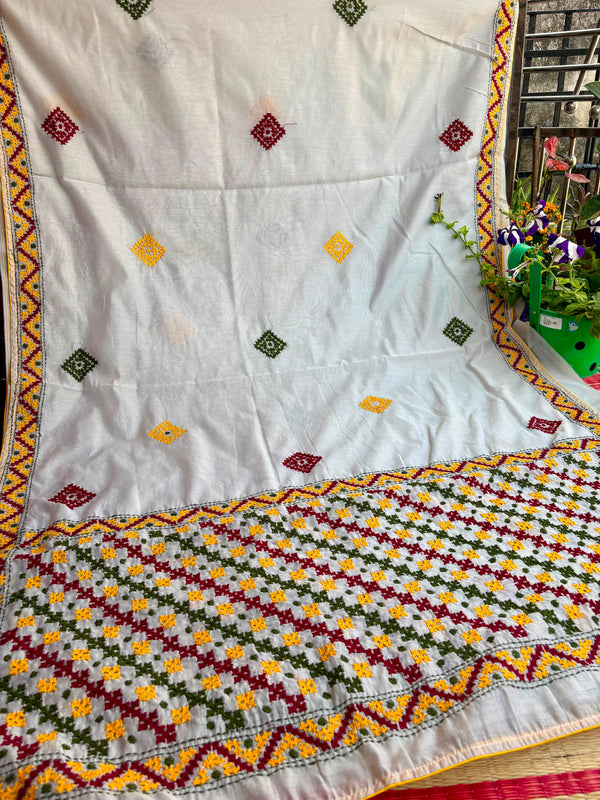 Budget Kutch Work Saree on Cotton Chanderi