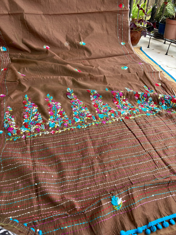 Bullion Knot Saree on Cotton Chanderi