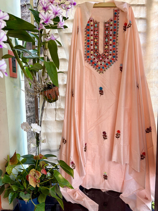 Bullion Knot Hand Embroidered Kurta & Dupatta Set | Kotton Kahani