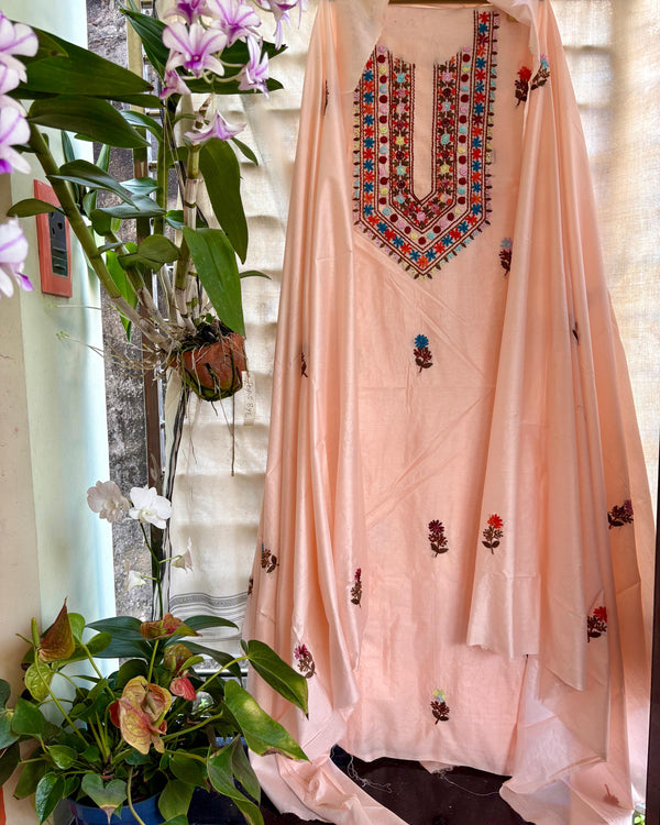 Bullion Knot Hand Embroidered Kurta & Dupatta Set | Kotton Kahani
