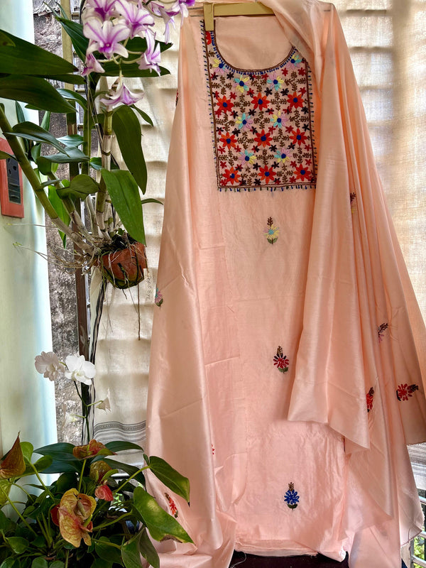Bullion Knot Hand Embroidered Kurta & Dupatta Set | Kotton Kahani