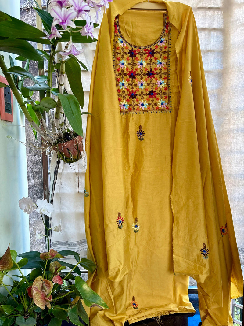 Bullion Knot Hand Embroidered Kurta & Dupatta Set | Kotton Kahani