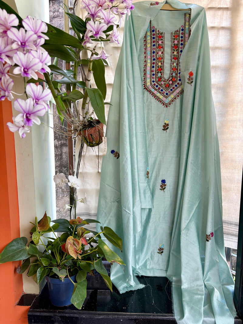 Bullion Knot Hand Embroidered Kurta & Dupatta Set | Kotton Kahani