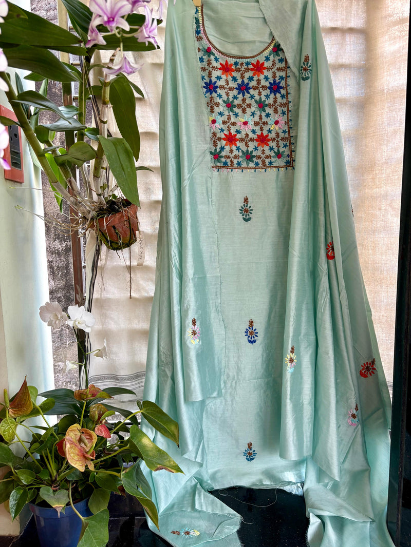 Bullion Knot Hand Embroidered Kurta & Dupatta Set | Kotton Kahani
