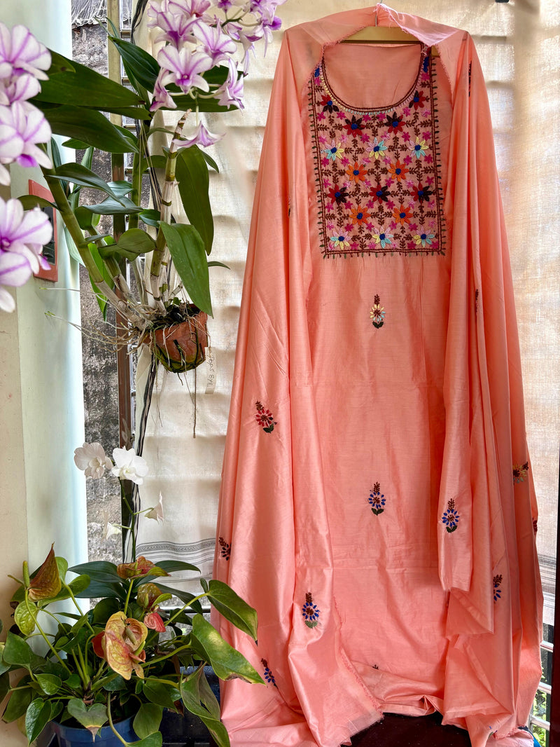 Bullion Knot Hand Embroidered Kurta & Dupatta Set | Kotton Kahani