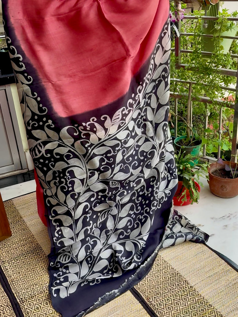 Hand Painted Saree on Pure Silk — Pink 01