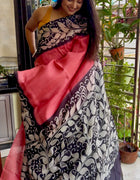 Hand Painted Saree on Pure Silk — Pink 01
