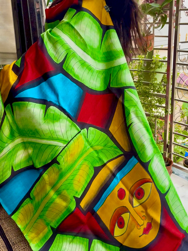 Hand Painted Saree on Pure Silk — Green 06