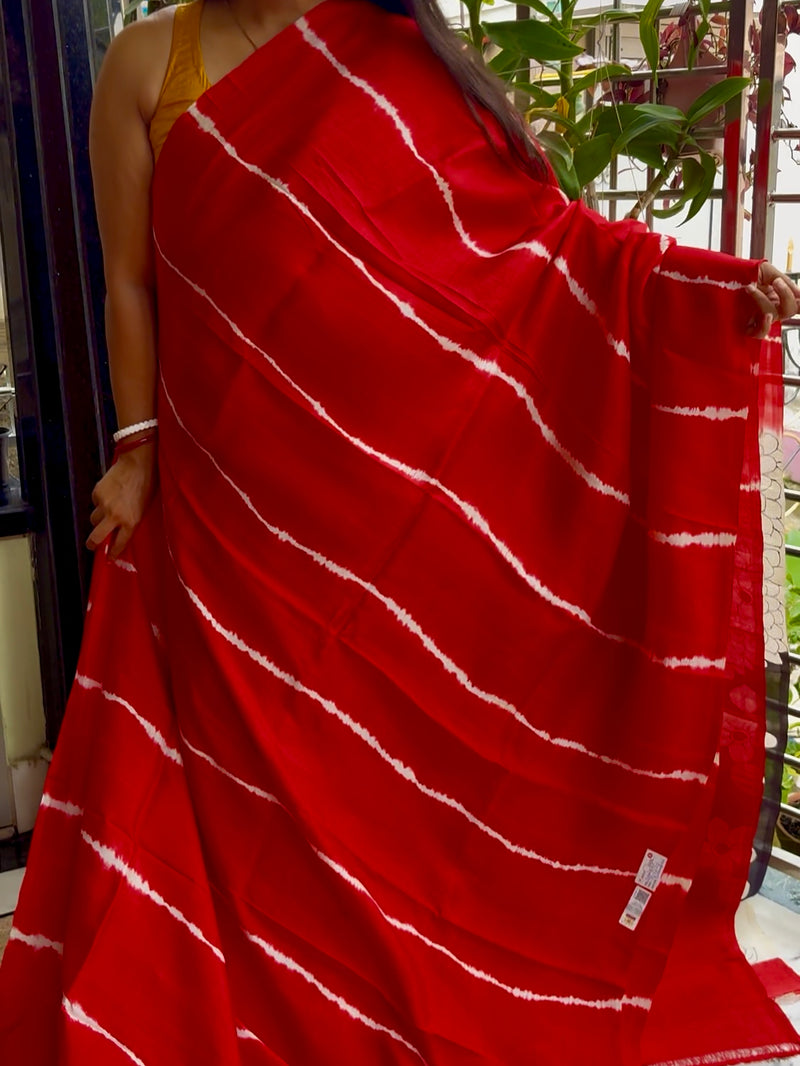 Hand Painted Saree on Pure Silk — Red & Black 08