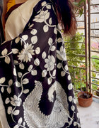 Hand Painted Saree on Pure Silk — Black 02