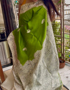 Hand Painted Saree on Pure Silk — Green 11
