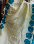 Hand Painted Saree on Pure Silk — Beige 12