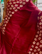 Hand Painted Saree on Pure Silk — Red 13