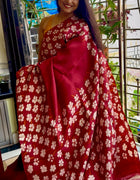 Hand Painted Saree on Pure Silk — Red 13