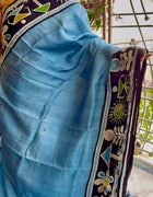 Hand Painted Saree on Pure Silk — Blue 15
