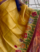 Hand Painted Saree on Pure Tussar Silk — Yellow 01