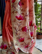 Hand Painted Saree on Pure Silk — Pink 05