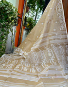 Pure Silk Muslin Jamdani — Beige 04