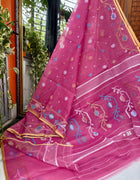 Pure Silk Muslin Jamdani — Pink 06
