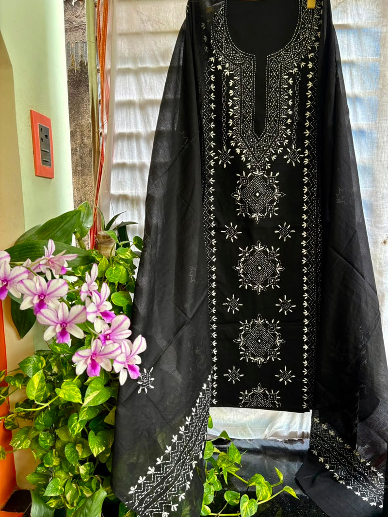 Lucknawi Embroidery Suit in Pure Cotton