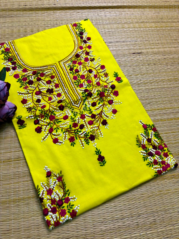 Hand Embroidered Kurti Fabric