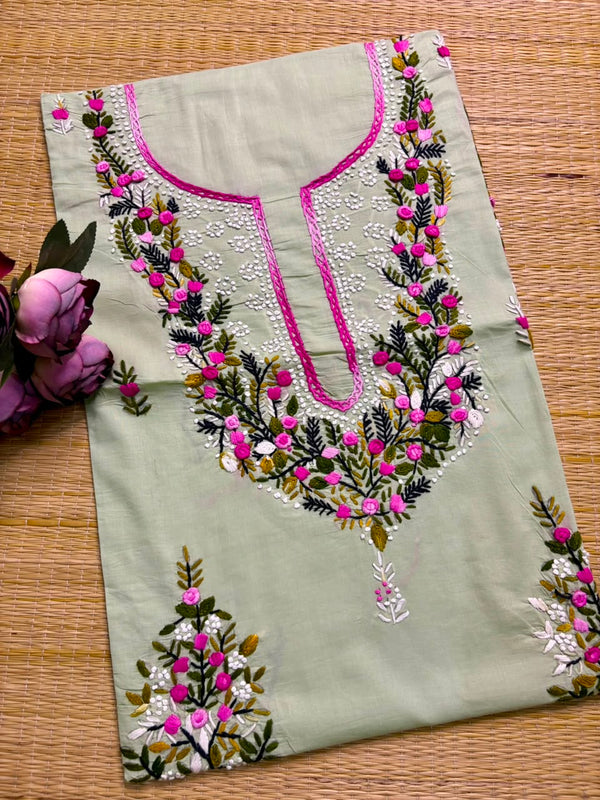 Hand Embroidered Kurti Fabric