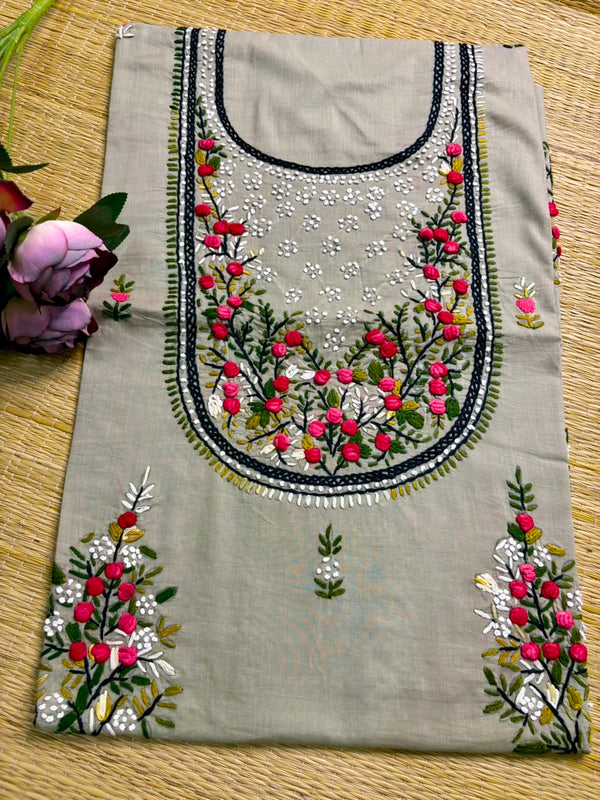 Hand Embroidered Kurti Fabric