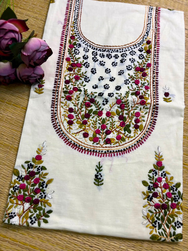 Hand Embroidered Kurti Fabric