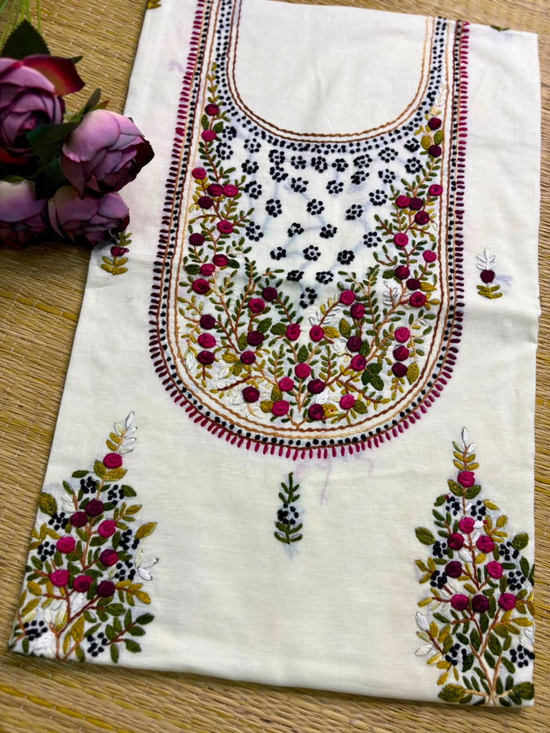 Hand Embroidered Kurti Fabric