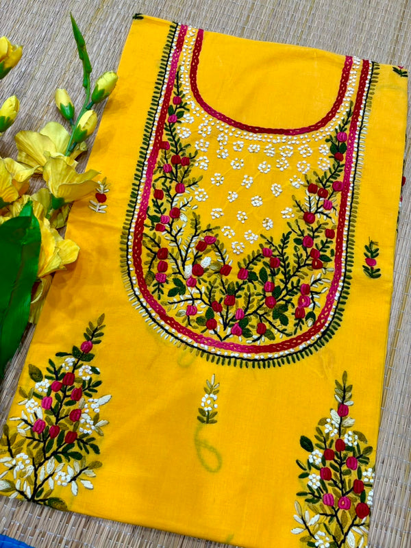 Hand Embroidered Kurti Fabric