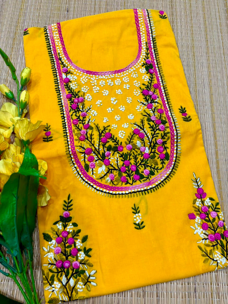 Hand Embroidered Kurti Fabric