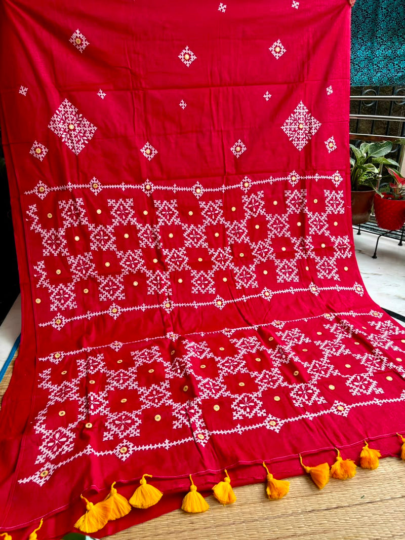 Cotton Kutch Work Saree