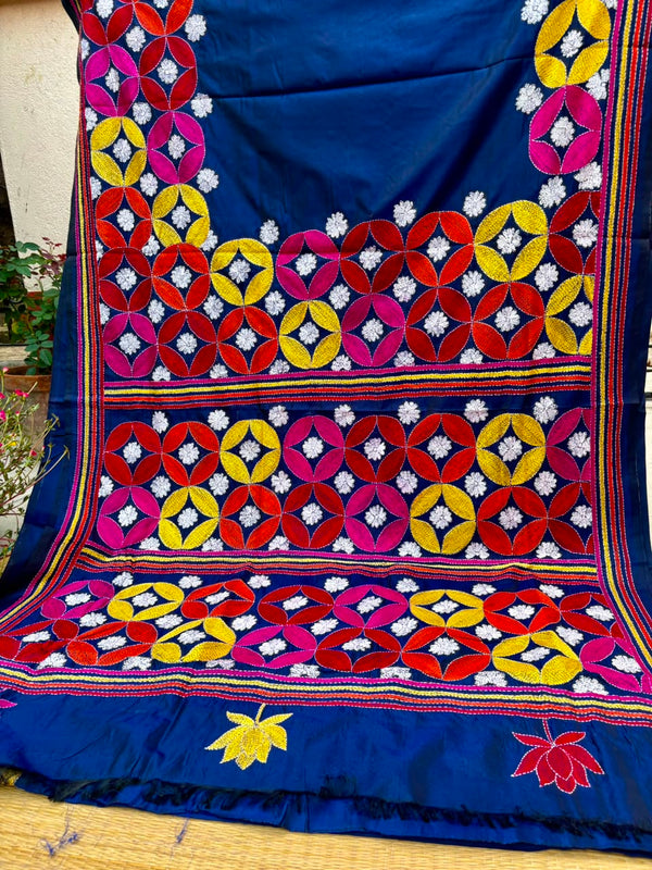 Art Silk Kutch Work Saree — Blue 06