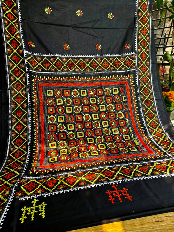 Art Silk Kutch Work Saree — Black 10