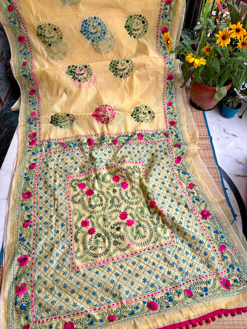Phulkari Pom Pom Saree