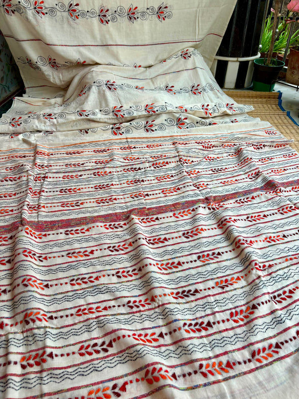 Cotton Kantha Work Saree