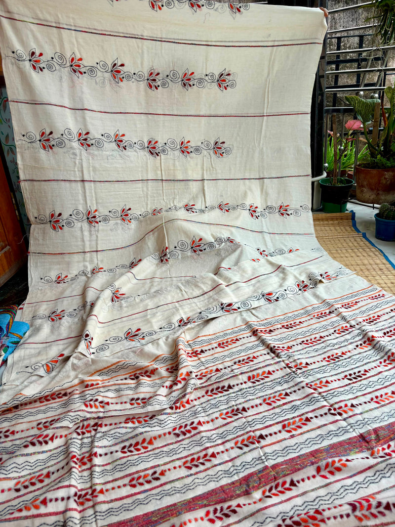 Cotton Kantha Work Saree