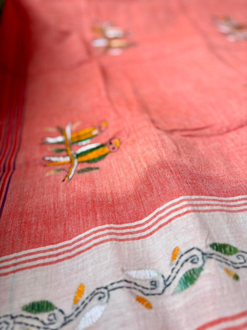 Cotton Kantha Work Saree