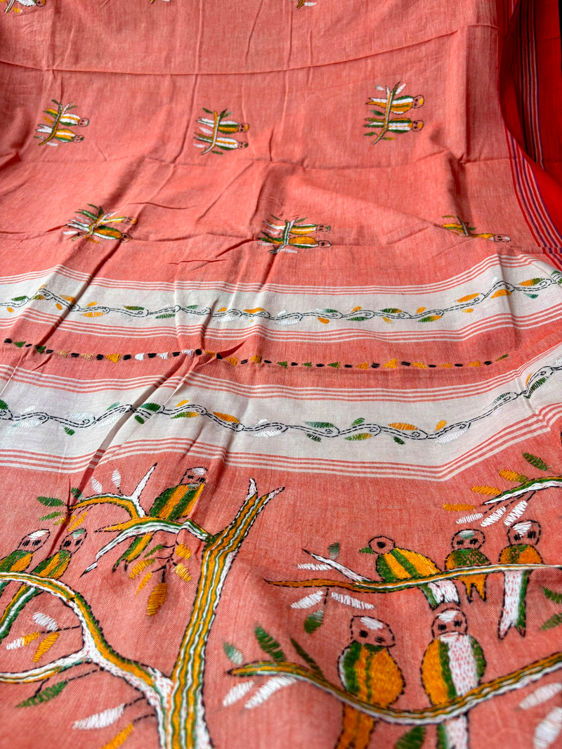 Cotton Kantha Work Saree