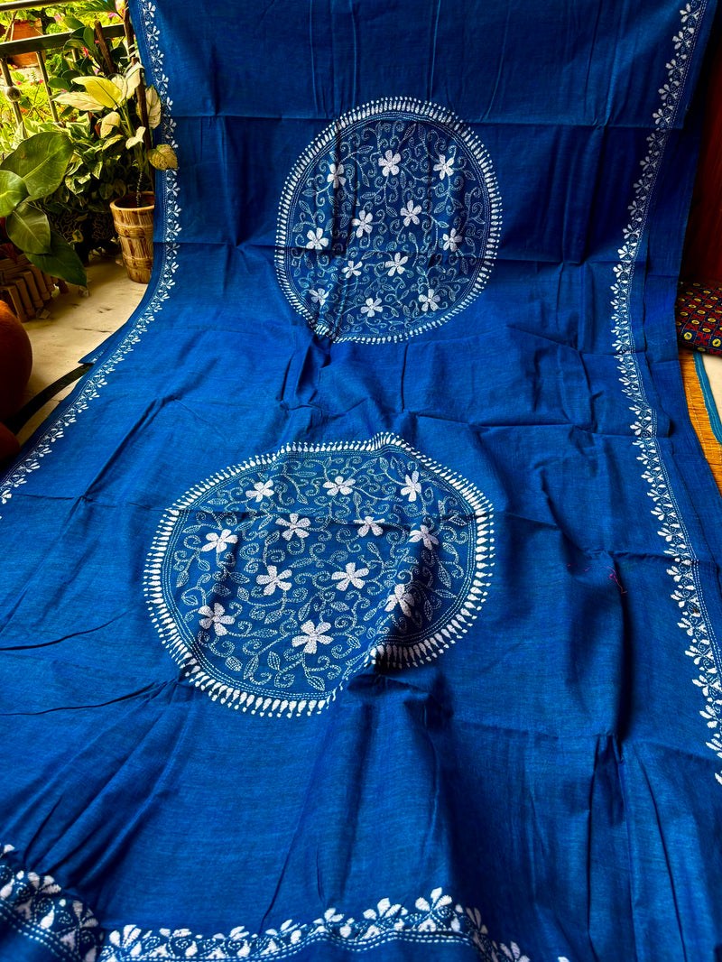 Cotton Kantha Work Saree
