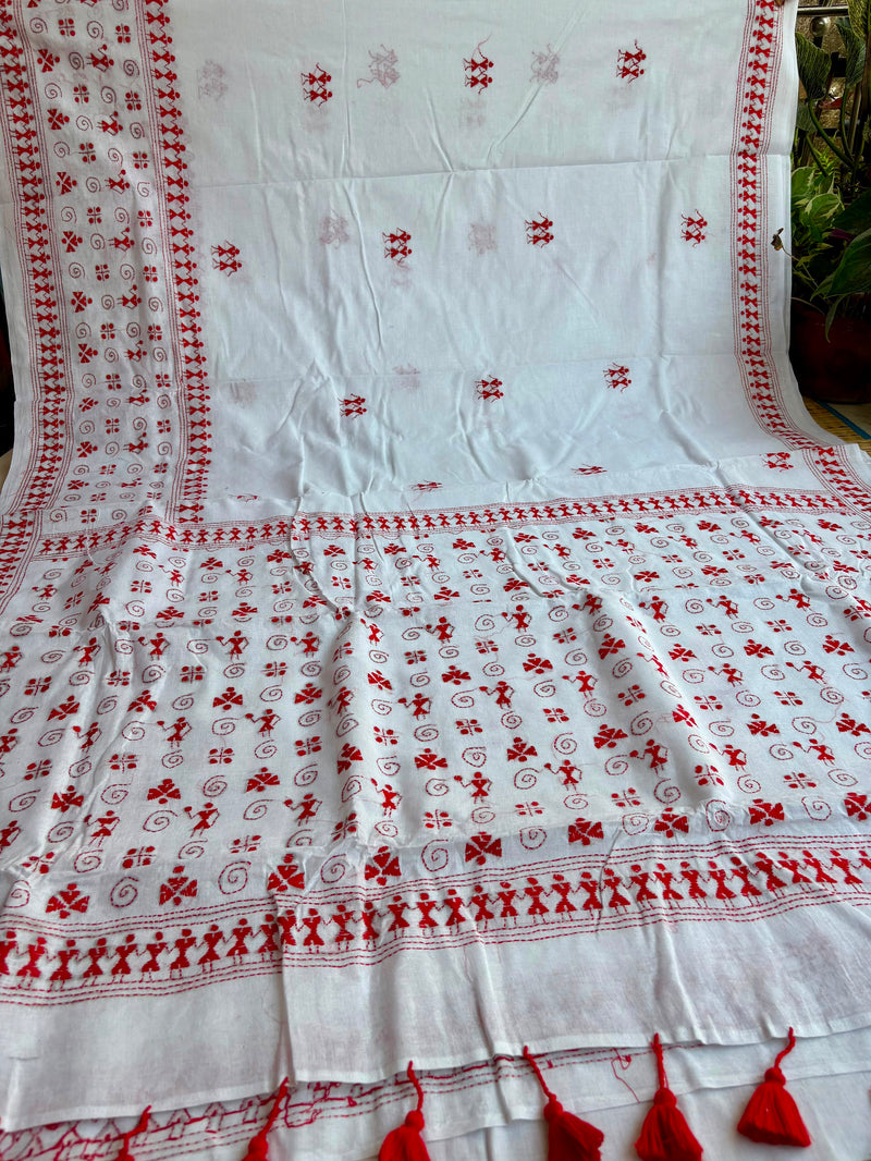 Cotton Kantha Work Saree