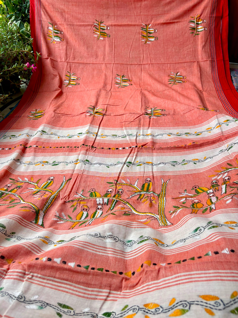 Cotton Kantha Work Saree