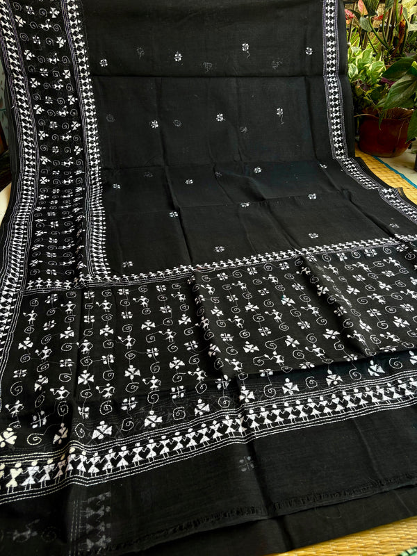 Cotton Kantha Work Saree