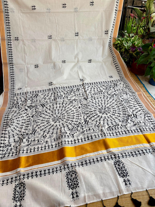 Cotton Kantha Work Saree